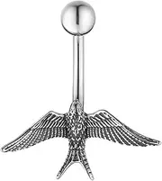 [HZMAN] Belly Button Rings for Women 14G Surgical Steel Belly Rings Swallow Belly Rings Navel Piercing Jewelry, Stainless Steel, no gemstone