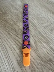 Dummy Clip | Pacifier Chain | Soother Holder | Purple Orange Halloween Pumpkins