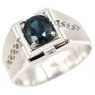 Men Solitaire Lab Created Engagement Ring In 935 Argentium Silver Blue Sapphire