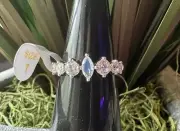 Bomb Party RBP6242 Follow The Love Ring White Opal Rhodium Size 7