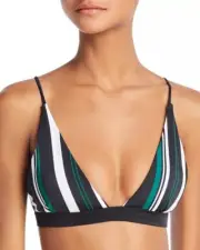 Dolce Vita BLACK/JUNGLE/WHITE Venice Stripe Triangle Bikini Swim Top, US Large