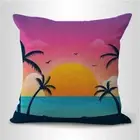 decorative tropical beach palm tree serenity sunrise cushion cover