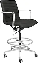 Laura Davidson Furniture SOHO II Ribbed Drafting Chair - Ergonomically Designed and Commercial Grade Draft Height for Standing Desks (Black)