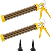2Pcs Sausage Caulking Tool with 2 Cone Nozzles, Sausage Caulking Gun, 360° Rotatable Hand Caulk Tool Lightweight with Aluminum Barrel Manual Caulking Tool for Glass Ceramic Bathroom