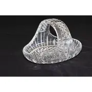 Vintage 1960's Czech Basket Clear Cut Glass Lead Crystal Cross Pattern