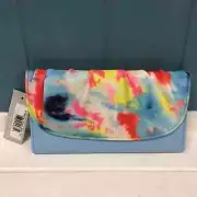 New NWT Authentic KENNETH COLE REACTION Tie Dye Multi Color Tri-Fold Blue Wallet