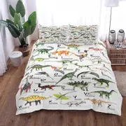 v1014 Bed Sheets World Dinosaurs Children Duvet Cover Set EU Single Double King US Twin Full Queen Size Bed Linen Set 3-Piece Bedding Set (1 Duvet Co