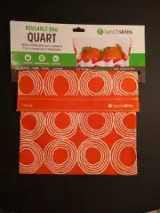 lunchskins reusable quart size bag - Orange And White Circles