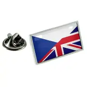 United Kingdom UK & Czech Split Flag Silver Lapel Pin Badge