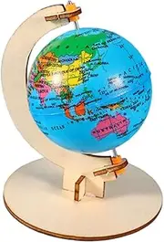Interactive Learning Toy Wooden Earth Globe Diy Science Craft for Boys and Girls Educational