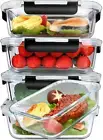 5-Packs, 36 Oz Glass Meal Prep Containers with Lifetime Lasting Snap Locking Lid