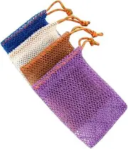 NULYLU Nylon Soap Foaming Net Bags 4 Exfoliating Pouches for Shower Portable Reusable Fast Drying Set of 4 Colors