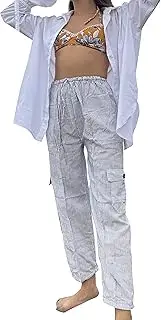[TINKUY] Women's & Men's Cotton Summer Beach Boho Yoga Beach Harem Jogger Striped Lounge Lightweight Pants