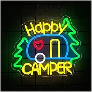 Sign Lamp Happy Camper Neon Sign LED Light Dimmable for Camper Touring Car Campsite RV Tent Area Bonfire Party Wall Decor Atmosphere Lamp 34.5cmx29.5cm