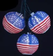 Flag USA Patriotic Outdoor Indoor July Veterans Memorial picnic string lights