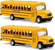 2 Pack 5.5" Pull Back Die-cast School Bus,Alloy Metal Vehicles Toy with Bright Yellow for Kids Boys Girls