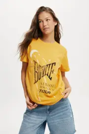 [Cotton On Women] Cotton On Women - David Bowie Slim Fit Graphic Tee - Lcn per david bowie moonlight tour/sunflower S LCN PER DAVID BOWIE MOONLIGHT TOUR/SUNFLOWER