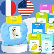 Bilingual English French Flash Cards - Talking Flash Cards for Kids, 510 Sight Words, Pocket Speech for Toddlers 3-12, Autism Sensory Toys, Preschool Learning Activities Boys (Pink)
