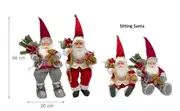 bulk 6 Xmas Plush Sitting Santa 2 Assort Decoration 20x56cm