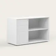 Recess Credenza | Home Office Storage | Sustainable Materials, Left / White
