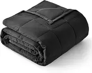 [BUZIO] Weighted Blanket for Adults - All Season Cooling and Warmth, Breathable Fabric Blanket Weighted for Sleeping Sofa Bed, Great for People with Sleep Stress 150 x 200 cm, 6.8 kg, Black