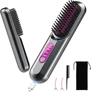 HOMELYLIFE Wireless Straightening Brush, 5000 mAh Hair Straightener, Mini Portable Rechargeable for Travel