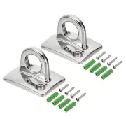 Metal Circle Hook, 2 Pack Stainless Steel with Screws Silver Tone