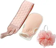 DECORNIJIA 1 Set Bathing Gloves with Back Cleaning Strip Rubbing Ball Practical Towel for Deep Body Cleansing Lightweight Design for Easy Use Shower
