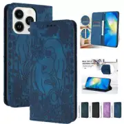 For iPhone 15 Pro Max 13 14 12 11Pro Max Retro Elephant Painted Wallet Flip Case