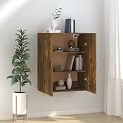Hanging Cabinet Smoked Oak 69.5x34x90 cm - Engineered Wood Wall-Mounted Storage Organizer with 2 Doors, Shelves for Home, Office, and Bedroom Organization