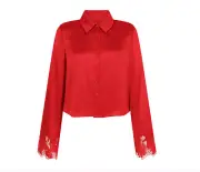 Agent Provocateur Ettah Red Silk PJ Shirt AP4 Large NWT $395
