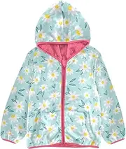 [GuoChe] Baby Fleece Jacket Chrysanthemums Flowers Blue Toddler Boy Fleece Jacket Peach Baby Girl Clothes Tops 3-10T