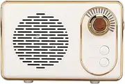 Retro Bluetooth Speaker, Vintage Portable Bluetooth Speakers for Kitchen Desk Bedroom Office Party Outdoor, Portable Wireless Speaker, Party Gift (White)