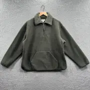 Topshop Borg Oversize Half Zip Textured Fleece Pullover Green XS