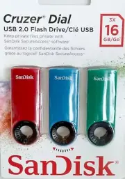 3 X 16GB SanDisk USB 2.0 Cruzer dial Flash Drive