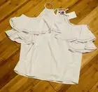 Gibson & Latimer Off Shoulder Ruffled White Blouse Sz S NWT Orig $69 Dillards