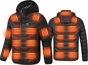 [Monave] Heated Jacket Men Women with 23 Graphene Heating Elements, 3 Temperature Levels, Double Button Control, Heated Vest for Motorcycle, Fishing, Outdoor Activities, Black