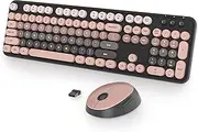 Wireless Keyboard and Mouse, 104 Full Size Typewriter Keyboard with Number Keypad, 2.4 GHz Colourful Keyboard Mouse Set Wireless with Round Keycaps for Windows PC Laptops (Dark Plum)