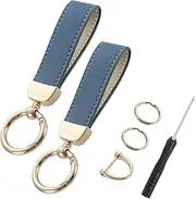 Microfiber Leather Car Keychain for Men & Women,360° Rotatable Design with Anti-Lost D-Ring, Dual Key Rings & Mini Screwdriver - Universal Car Accessories for Keys & Fobs(2)