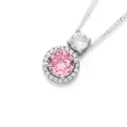 Silver Small Pink Cz Cluster Pendant in Pink
