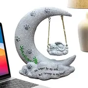 Cat Graveyard Decorations for Grave | Angel Loss of Cat Moon Statue Memorial Statue Grave Graveyard Decorations - Resin Pet Tombstone Remembrance for Gardens