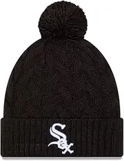 New Era Women Chicago White Sox Cabled Knit Cuffed Beanie Hat, Black, One Size