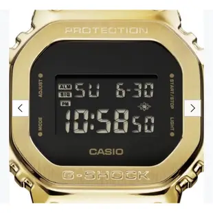 CASIO卡西歐 G-SHOCK 黑金時尚 高調奢華 金屬錶殼 經典方型 GM-5600G-9