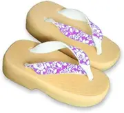 Hajime(一歩) [One Step] [Hajime] Geta Geta Clogs, Soft and Water Resistant, Made of Sponge, XS Beige/Rose x Purple, Rose x Purple (Rose x Purple/XS), Rose × purple, 18.5 cm