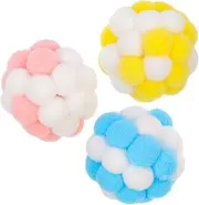COSMEVIVI 3Pcs Bite Resistant Plush Cat Balls with Bells Indoor Teaser for Cats Kittens Durable Soft Chew Balls to Keep Pets Engaged and Active