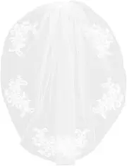 [SAFIGLE] Elegant Crystal Beaded Bridal Veil with Lace Appliques Short Wedding Veil for Brides for Bachelorette Parties and Special Occasions