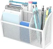 DALTACK Magnetic Pencil Holder Magnetic Shelf for the Whiteboard 3-Grid Mesh Magnetic Pen Holder for Refrigerator Magnetic Organizer Locker Accessories Organizer for Home, School and Office, White