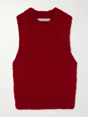 [ALIX OF BOHEMIA] ALIX OF BOHEMIA - Quentin Cardinal Merino Wool Vest - Red - x small x small Red