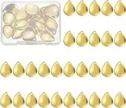 uxcell Fishing Lure Blades, 40 Pack 0.7" x 0.6" Fishing Spinner Baits Willowleaf Lure Spinner Lure Making Part with Plastic Storage Box for Bait Fishing Accessories, Gold Tone