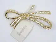RARE 80's ST. JOHN FULL PAVE CRYSTAL RIBBON BOW PIN BROOCH * NEW WITH TAG $135